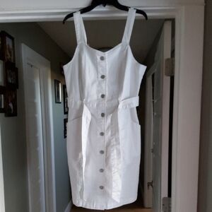 SO White Sleeveless Button-Front Mini Dress